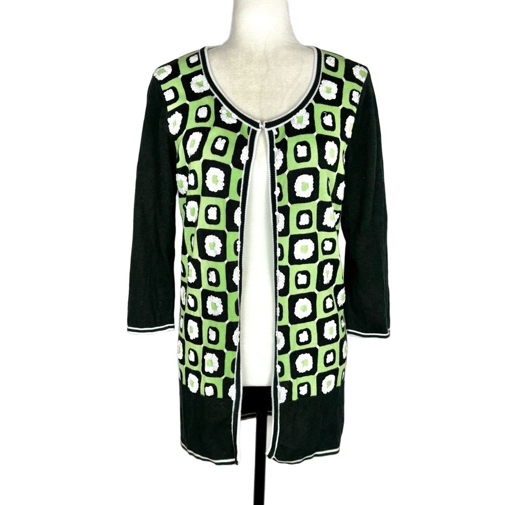 Berek green and white sequin cardigan
